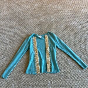 Plenty Sweater turquiose and gold Size P